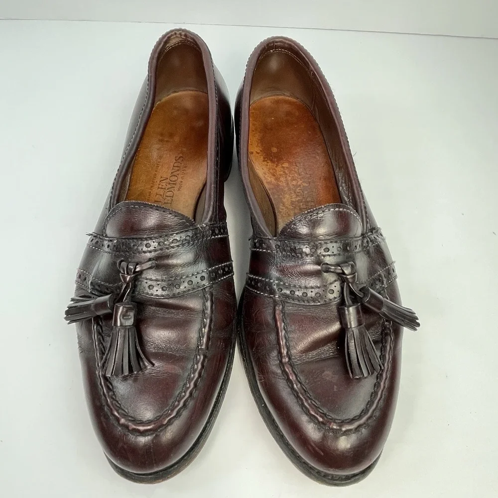 Allen Edmonds Harvard Casual Dress Shoes Burgundy Leather Loafers Size Size 8.5D